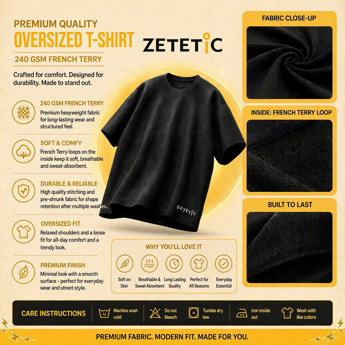 Zetetic- Zenitsu Thunder Oversized T-Shirt